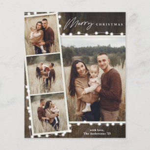 Rustic Christmas Lights 4 Photo Holiday Cards