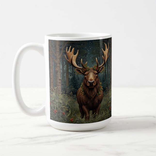 Rustic Christmas moose deer boho woodland forest  Coffee Mug (Left)