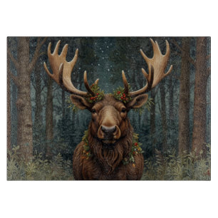 Rustic Christmas moose deer boho woodland forest  Cutting Board