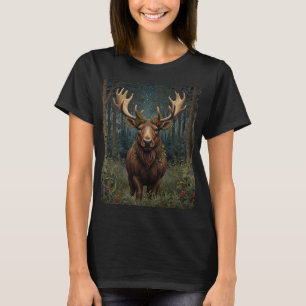 Rustic Christmas moose deer boho woodland forest  T-Shirt