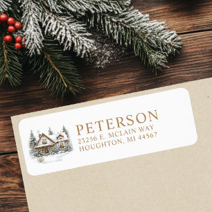 Rustic Christmas New Home Return Address Label