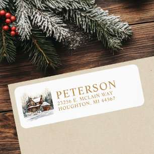 Rustic Christmas New Home Return Address Label