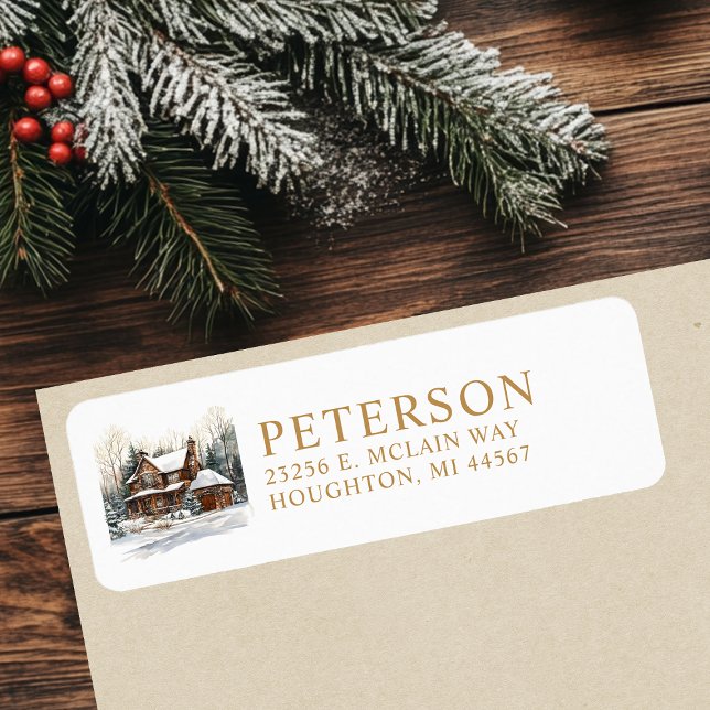 Rustic Christmas New Home Return Address Label (Creator Uploaded)