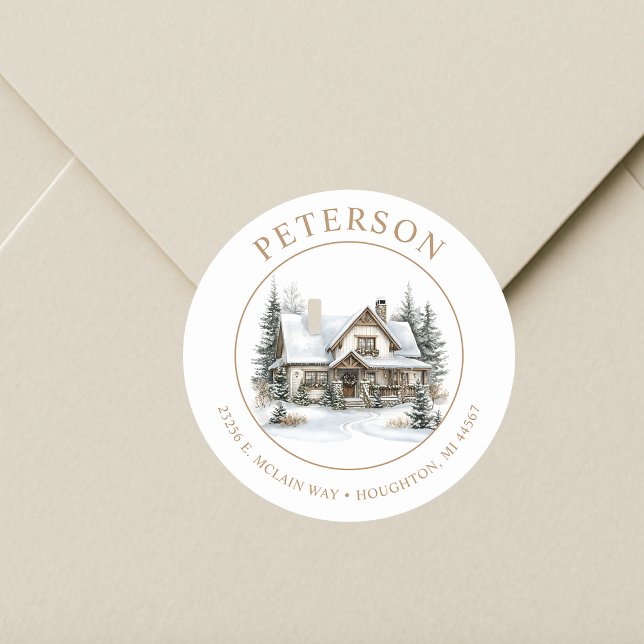 Rustic Christmas New Home Return Address Labels (Creator Uploaded)