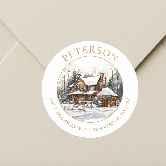 Rustic Christmas New Home Return Address Labels (Creator Uploaded)