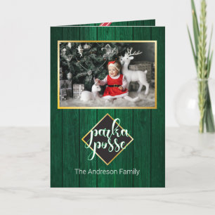 Rustic Christmas 🎄 Parka Posse Barn Wood Card