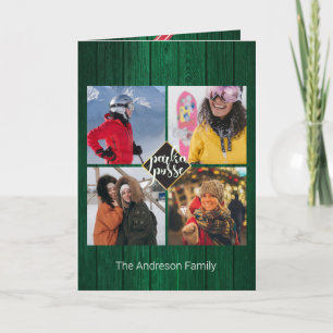 Rustic Christmas 🎄 Parka Posse Barn Wood Card