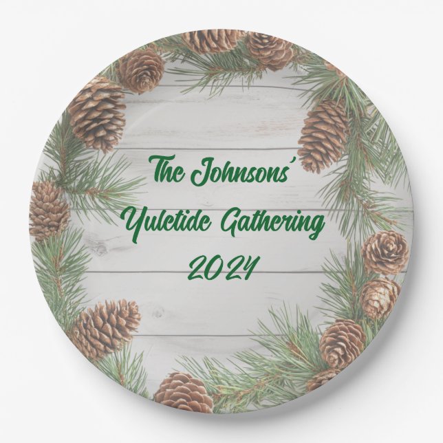 Rustic Christmas Party  Paper Plate (Front)
