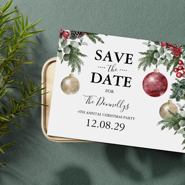 Rustic Christmas Party Save the Date Announcement Postcard (Creator Uploaded)