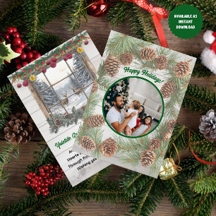 Rustic Christmas Photo Yuletide Greeting Holiday Card