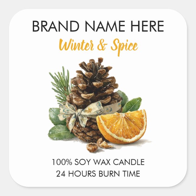 Rustic Christmas Pine & Citrus Candle Labels (Front)