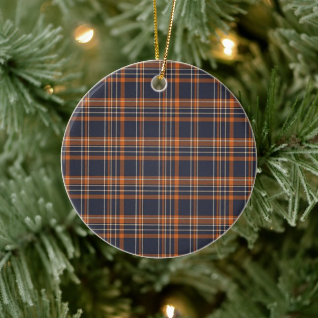 Rustic Christmas plaid Ceramic Ornament (Tree)