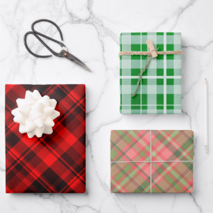 Rustic Christmas Plaid Red and Green Wrapping Paper Sheet