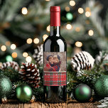 Rustic Christmas Plaid Red Green Photo Wine Label<br><div class="desc">Makes a perfect gift for a Holiday party,  housewarming or just a gift for someone special. Add your favourite photo with classic typography overlaying Christmas plaid red and green.</div>