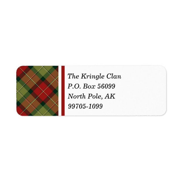 Rustic Christmas Plaid Return Address Label (Front)