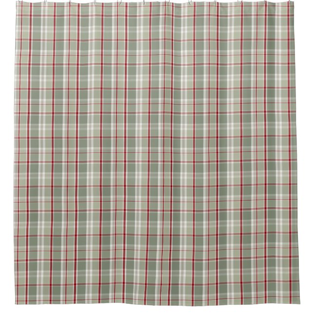 Rustic Christmas Plaid Shower Curtain (Front)