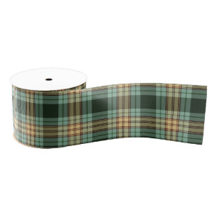Rustic Christmas plaid tartan pattern Grosgrain Ribbon