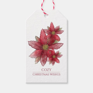 Rustic Christmas Poinsettias Gift Tags