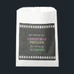 Rustic Christmas Potluck Chalkboard String Lights Favour Bag<br><div class="desc">Rustic Christmas Potluck Chalkboard String Lights. A colourful and joyful design to invite your friend to celebrate the season! Use Customise tool to add your info,  make changes. For matching items,  please,  visit my Christmas Potluck Collection.</div>