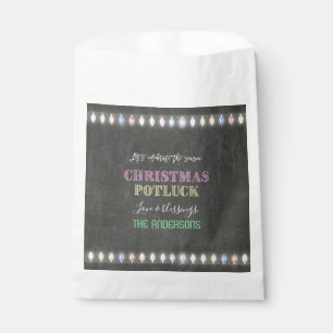 Rustic Christmas Potluck Chalkboard String Lights Favour Bag