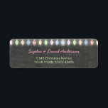 Rustic Christmas Potluck Chalkboard String Lights Return Address Label<br><div class="desc">Rustic Christmas Potluck Chalkboard String Lights. A colourful and joyful design to invite your friend to celebrate the season! Use Customise tool to add your Ifo,  make changes. For matching items,  please,  visit my Christmas Potluck Collection.</div>
