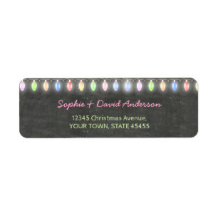 Rustic Christmas Potluck Chalkboard String Lights Return Address Label