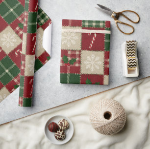 Rustic Christmas Quilt Plaid Wrapping Paper