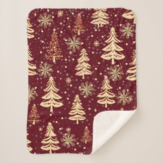 Rustic Christmas Red and Gold Sherpa Blanket
