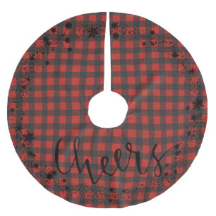 Rustic Christmas, Red Check Plaid, Brushed Polyest Polyester Tree Skirt