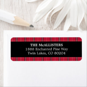 Rustic Christmas Red Plaid Return Address Label