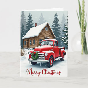 Rustic Christmas Red Truck Card