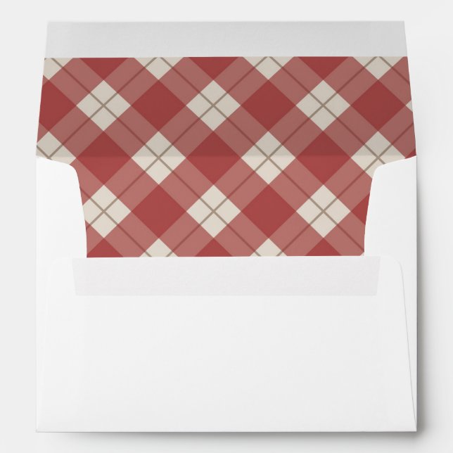Rustic Christmas Red White Buffalo Plaid Envelope (Back (Bottom))