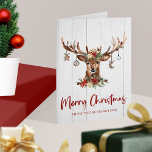 Rustic Christmas Reindeer Antler Ornaments Holiday Card<br><div class="desc">Rustic Christmas Reindeer Antler Ornaments Holiday Greeting Card featuring a cute festive holiday deer festooned with woodsy ornaments! Great for a family or corporate party,  and easy to customise with your own details. Please contact us at cedarandstring@gmail.com if you need assistance with the design or matching products.</div>