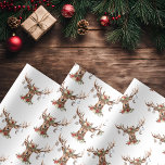 Rustic Christmas Reindeer Antler Ornaments Wrappin Wrapping Paper Sheet<br><div class="desc">Rustic Christmas Reindeer Antler Ornaments Holiday Gift Wrapping Paper featuring a cute festive holiday deer festooned with woodsy ornaments! Great for a family or corporate party,  and easy to customise with your own details.</div>