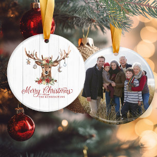 Rustic Christmas Reindeer Ornaments Holiday Photo