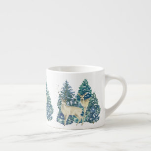 Rustic Christmas Snowy Forest Deer Decor For Home Espresso Cup