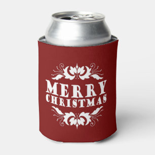 Rustic Christmas solid red Can Cooler