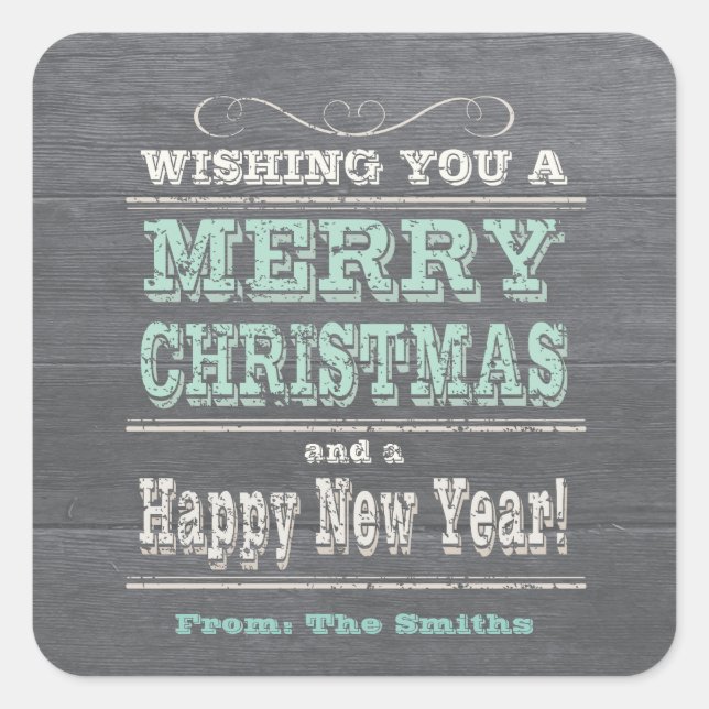 Rustic Christmas Stickers Green Custom (Front)