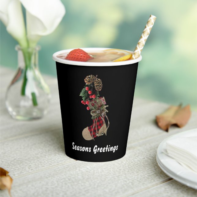 Rustic Christmas Stocking Paper Cup (Insitu)