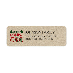 Rustic Christmas Stockings Holiday  Return Address Label