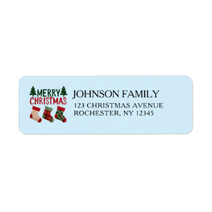 Rustic Christmas Stockings Holiday  Return Address Label