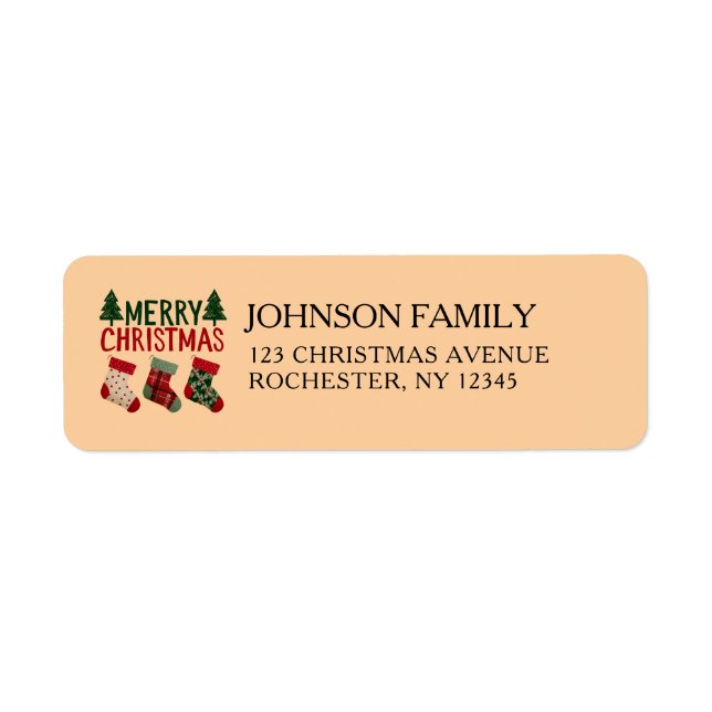 Rustic Christmas Stockings Holiday  Return Address Label (Front)