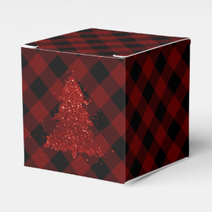 Rustic Christmas Tree Buffalo Plaid Modern Chequer Favour Box