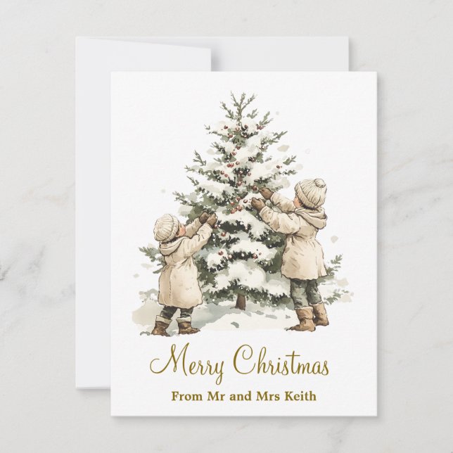 Rustic christmas tree decorating Card (Front)