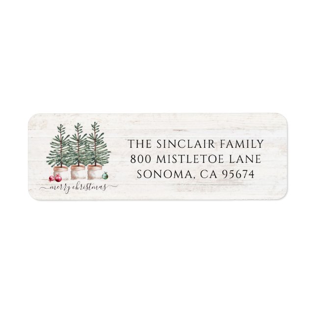 Rustic Christmas Tree Farm Return Address Return Address Label (Front)