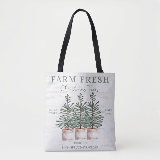 Rustic Christmas Tree Farm Tote Bag (Front)