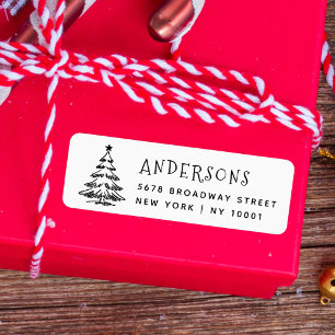 Rustic Christmas Tree Holiday Return Address Label