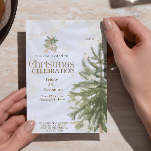 Rustic Christmas Tree Invitations Elegant & Cosy