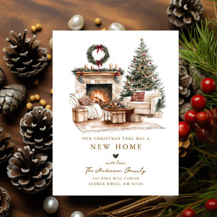 Rustic Christmas Tree New Home Card