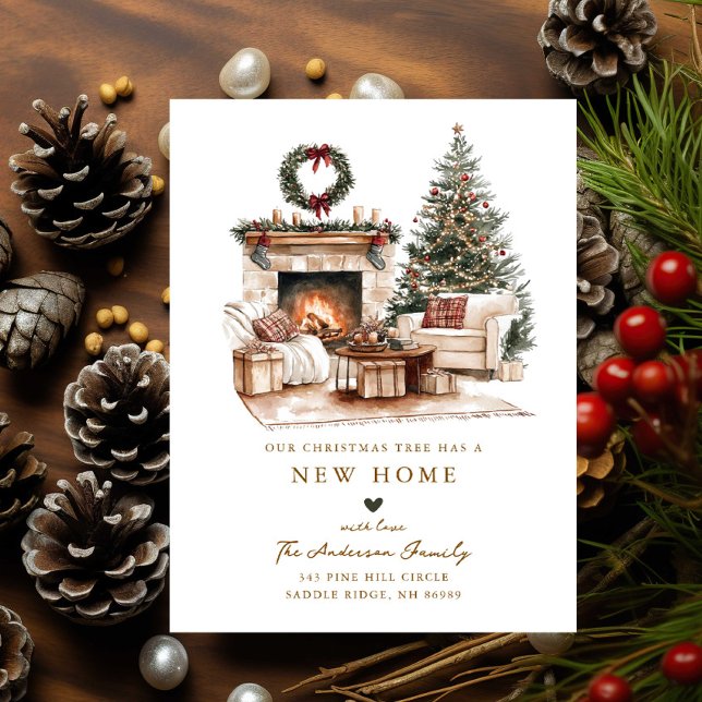 Rustic Christmas Tree New Home Card (Creator Uploaded)